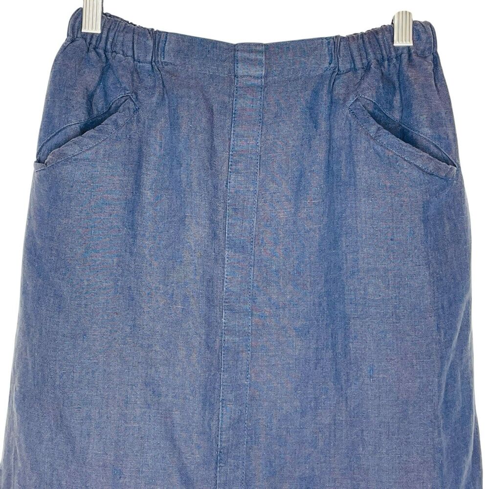 Flax 100% Linen Skirt Small Pull On Maxi Coastal Artsy Relaxed Lagenlook Natural - Picture 2 of 5